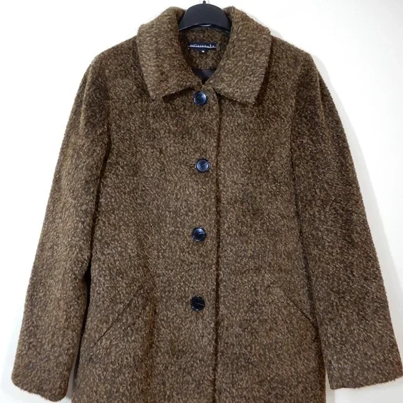 SOFIA CASHMERE Wool & Suri Alpaca Blend Car COAT Size 12 L Brown NEW $1195 - Picture 6 of 11